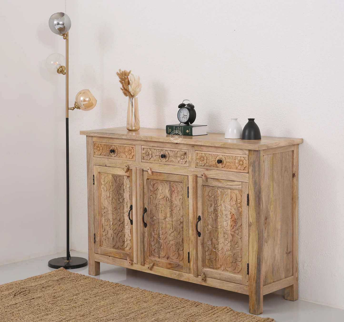 Iris Wooden 3 Door 3 Drawers Sideboard (Multiple Color Options) | Opelhome UAE - Opelhome
