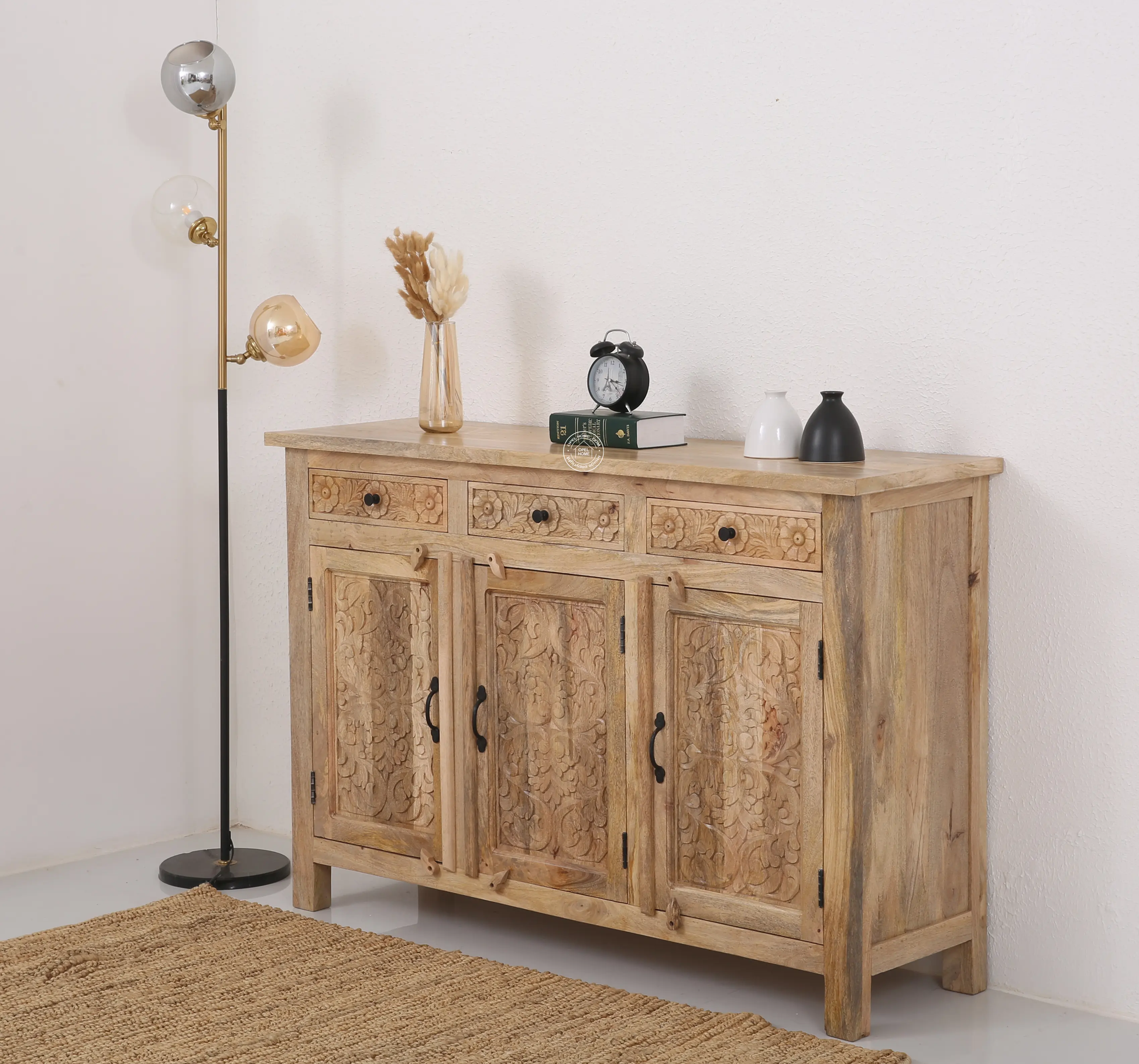 Iris Wooden 3 Door 3 Drawers Sideboard (Multiple Color Options) | Opelhome UAE - Opelhome