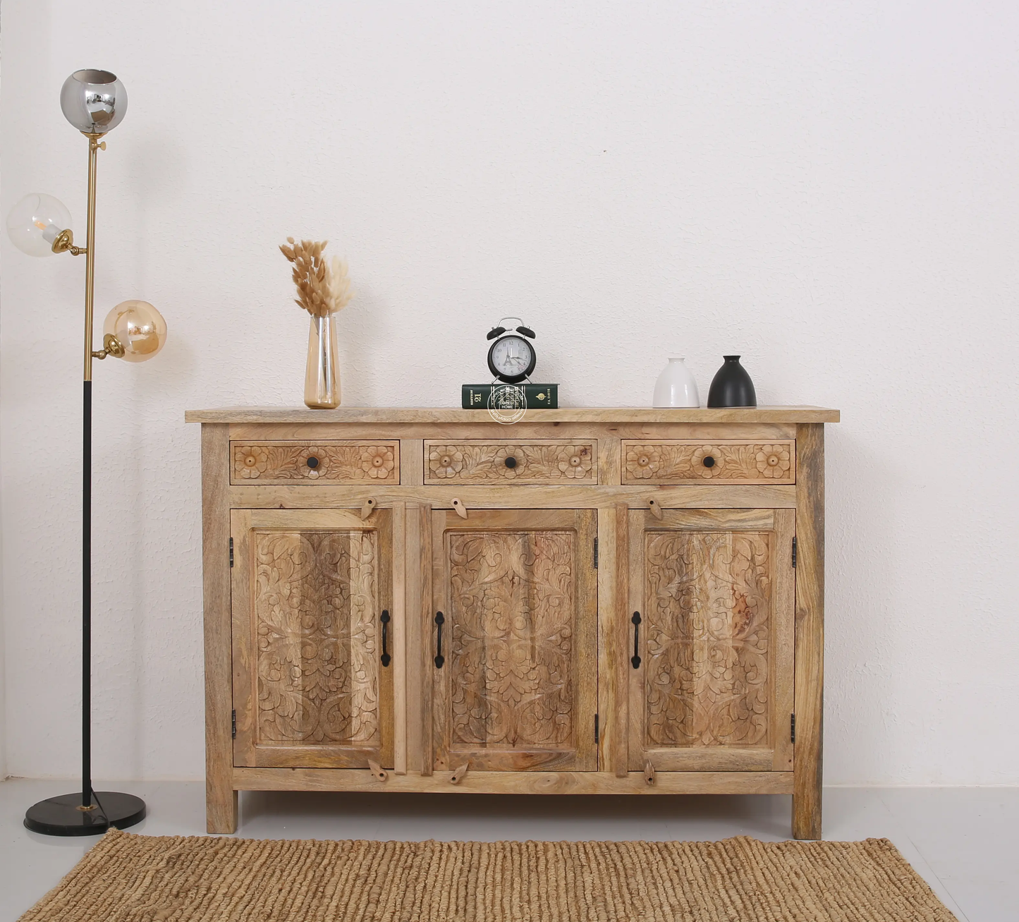 Iris Wooden 3 Door 3 Drawers Sideboard (Multiple Color Options) | Opelhome UAE - Opelhome