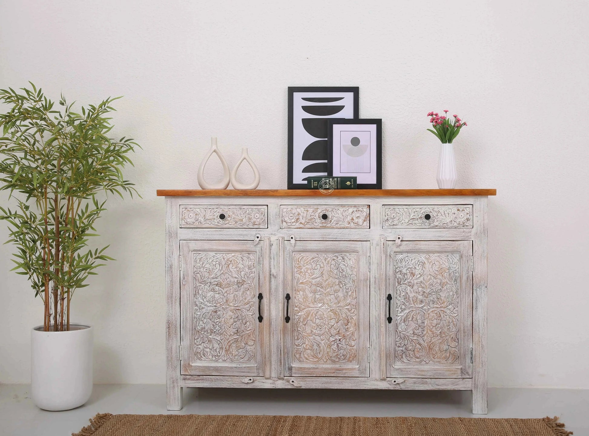 Iris Wooden 3 Door 3 Drawers Sideboard (Multiple Color Options) | Opelhome UAE