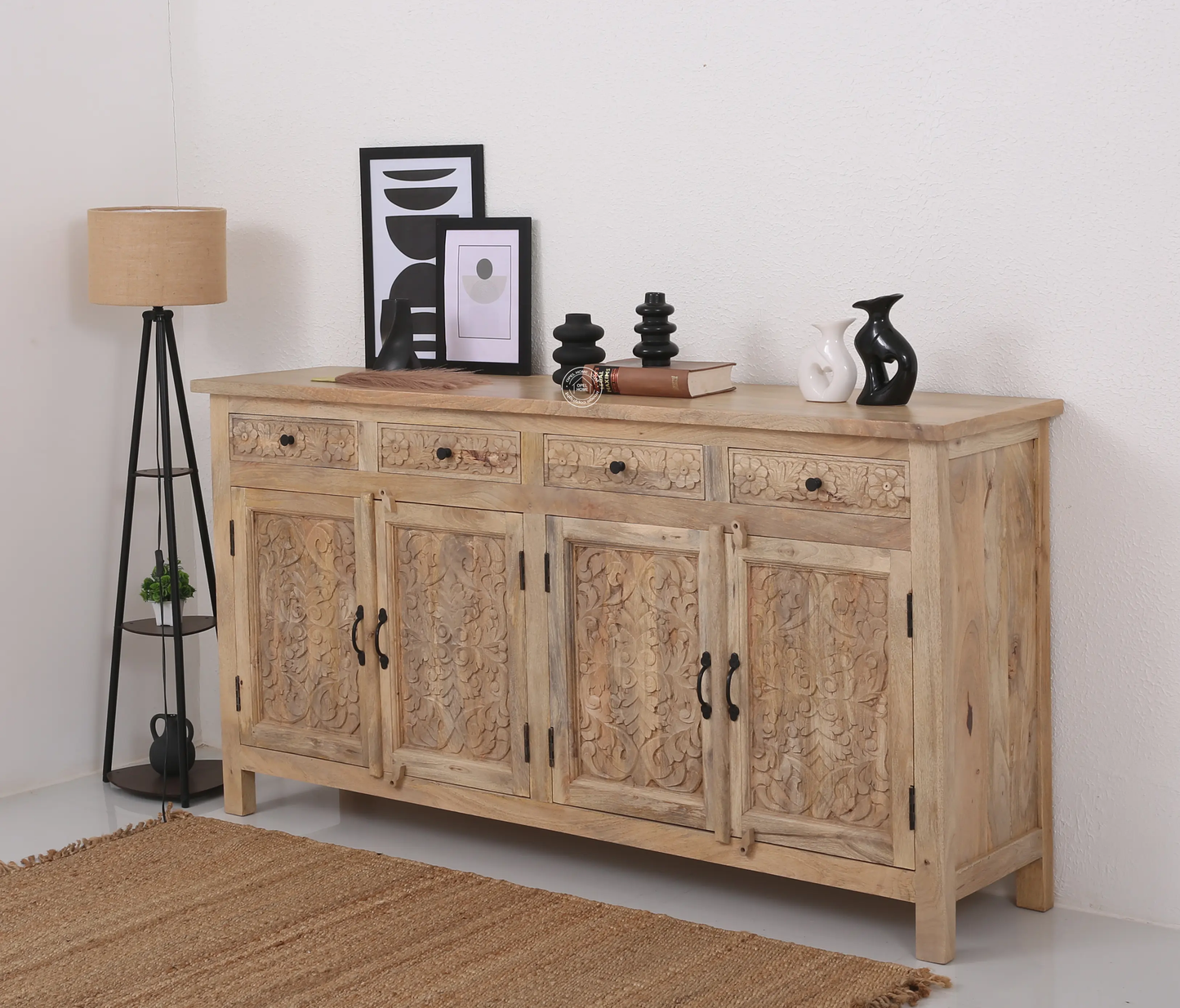Iris Wooden 4 Door 4 Drawers Sideboard (Multiple Color Options) | Opelhome UAE - Opelhome