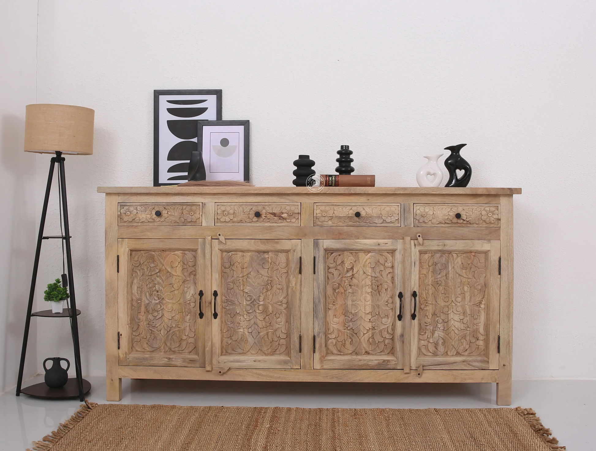 Iris Wooden 4 Door 4 Drawers Sideboard (Multiple Color Options) | Opelhome UAE - Opelhome