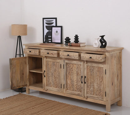Iris Wooden 4 Door 4 Drawers Sideboard (Multiple Color Options) | Opelhome UAE - Opelhome