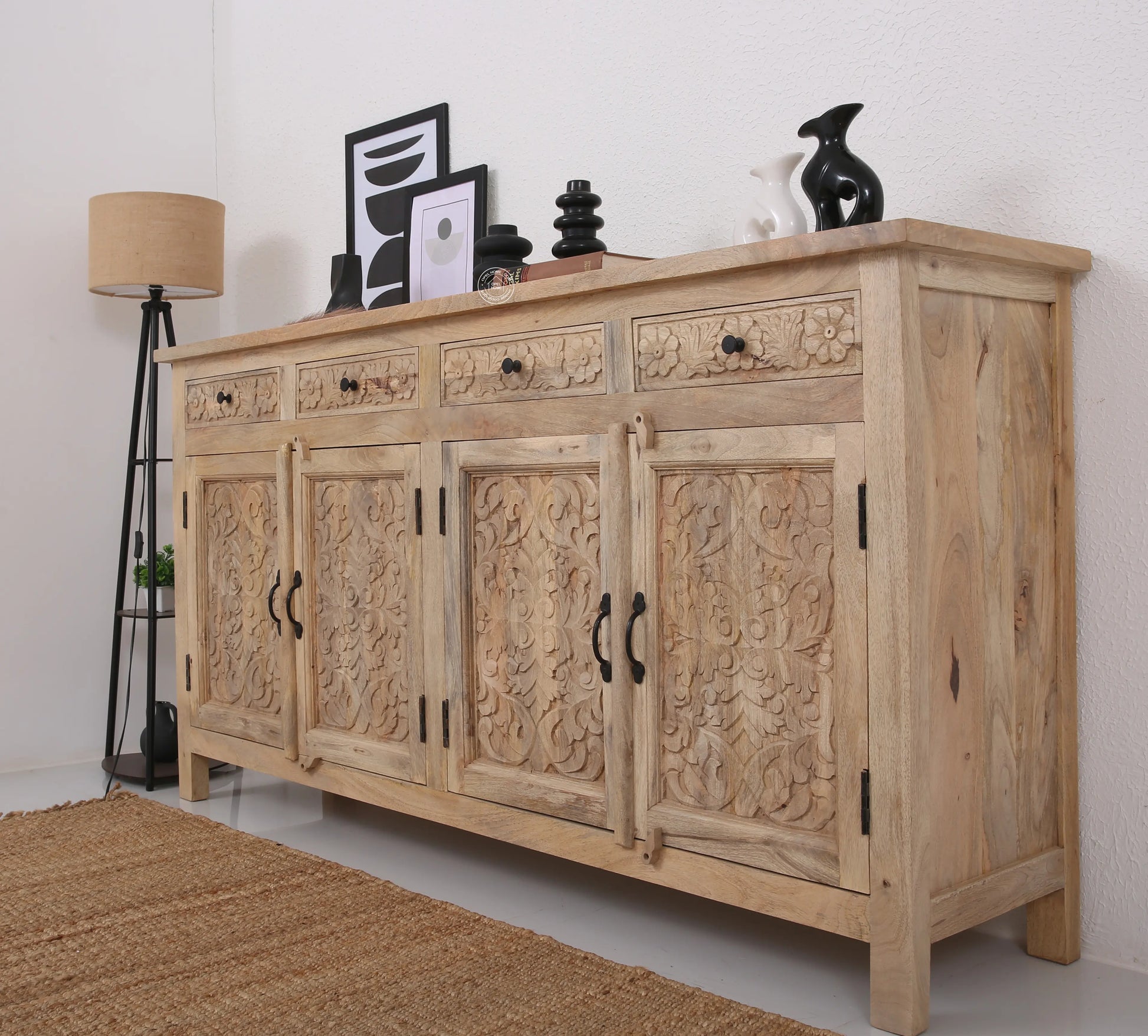 Iris Wooden 4 Door 4 Drawers Sideboard (Multiple Color Options) | Opelhome UAE - Opelhome