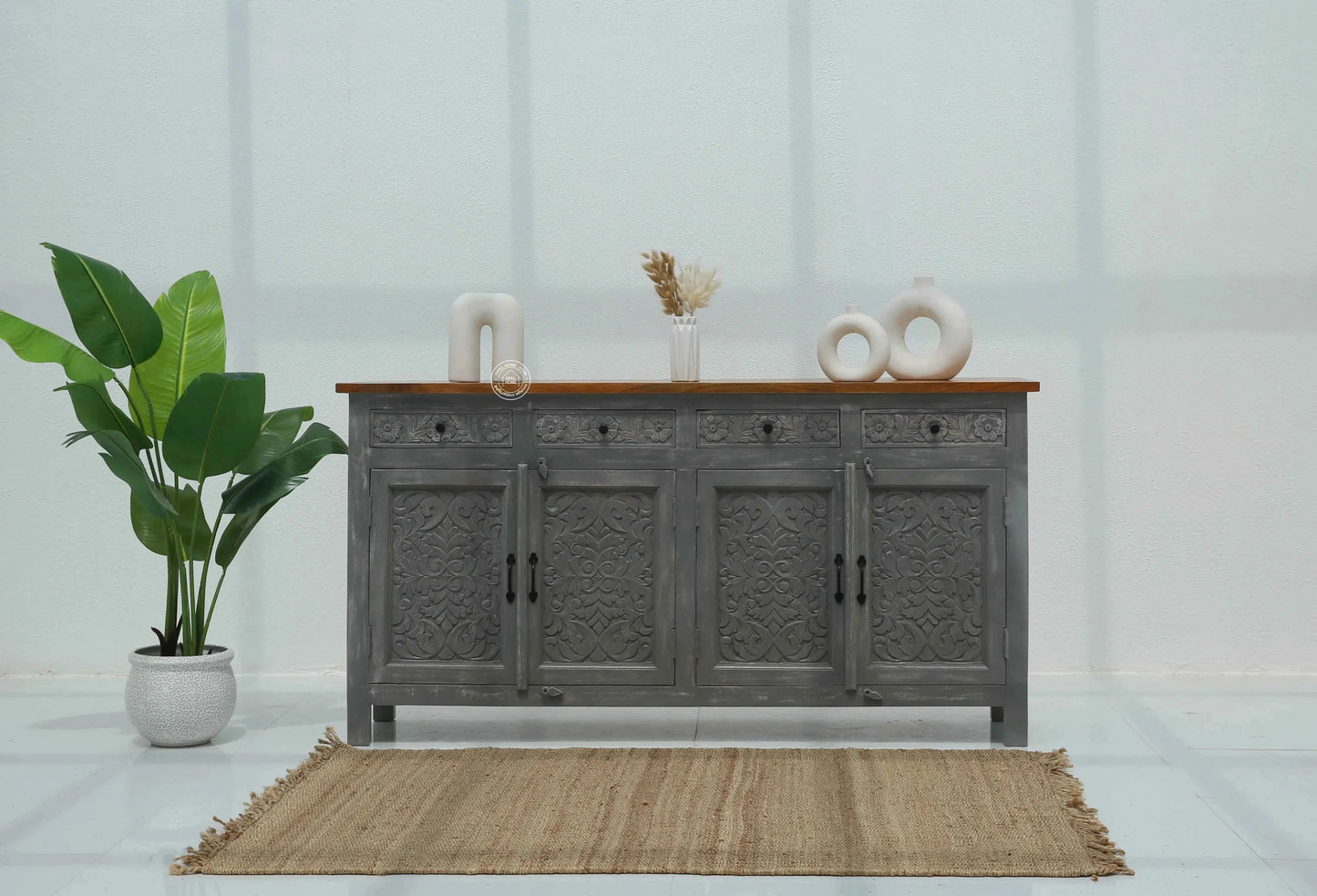 Iris Wooden 4 Door 4 Drawers Sideboard (Multiple Color Options) | Opelhome UAE