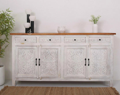 Iris Wooden 4 Door 4 Drawers Sideboard (Multiple Color Options) | Opelhome UAE