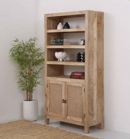 John Rattan Wooden Bookshelves – Solid Mango Wood, 180 cm | Opelhome UAE