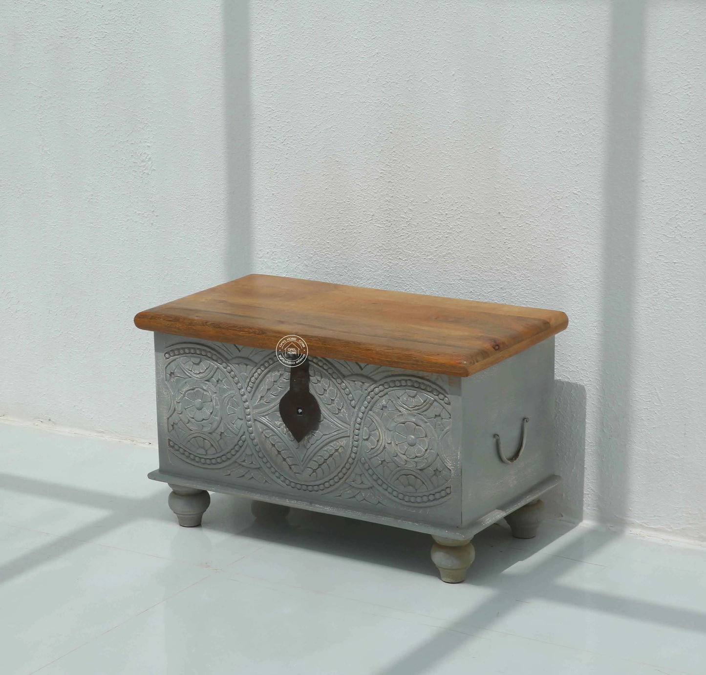 Kelsei wooden Carved Trunk Box