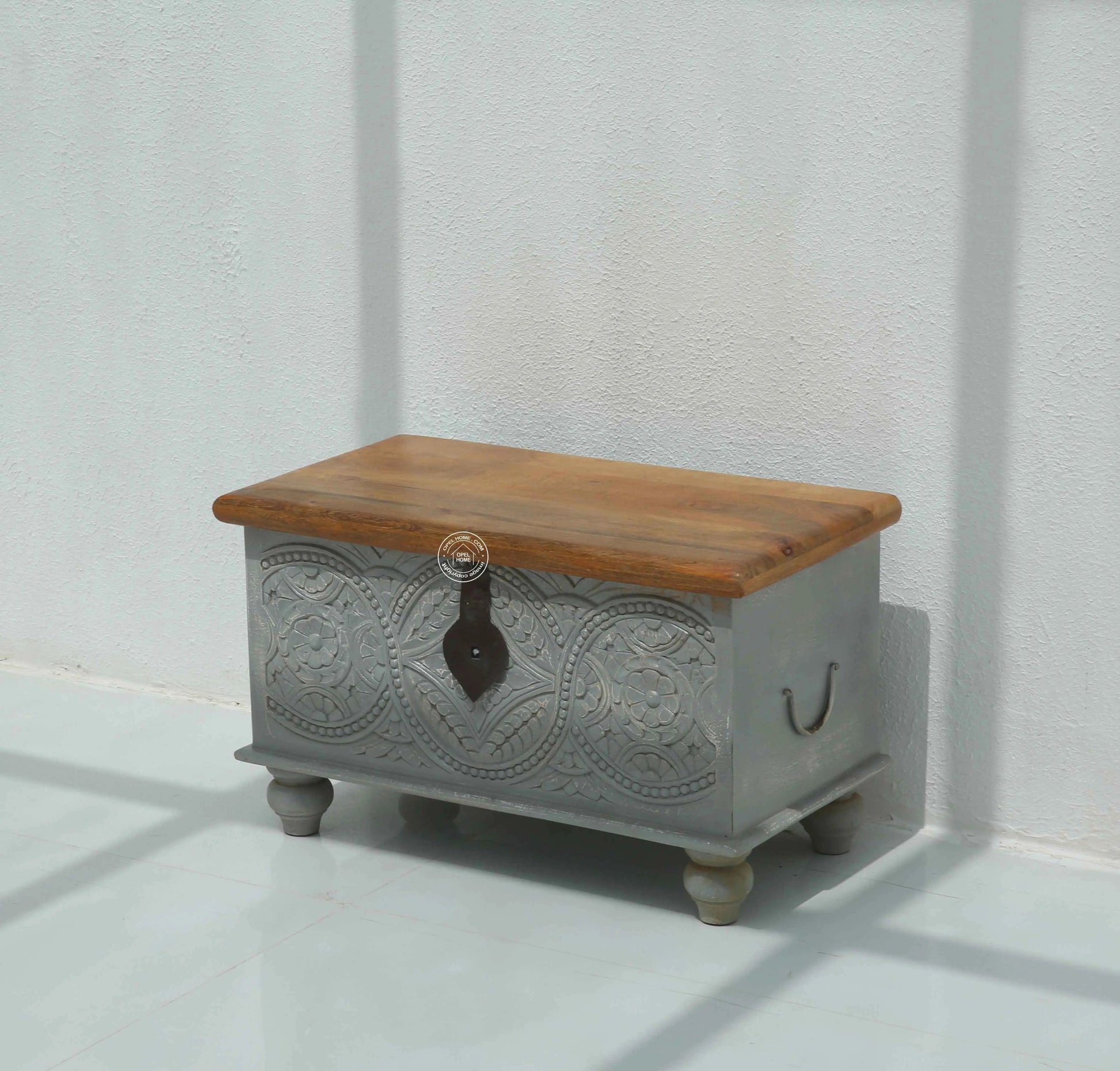 Kelsei wooden Carved Trunk Box