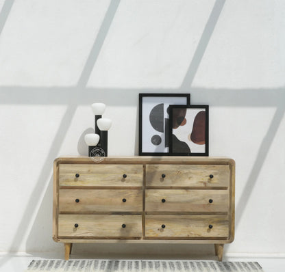 Limestone 6 Drawer wooden Carved Chest Of Drawers - Opelhome
