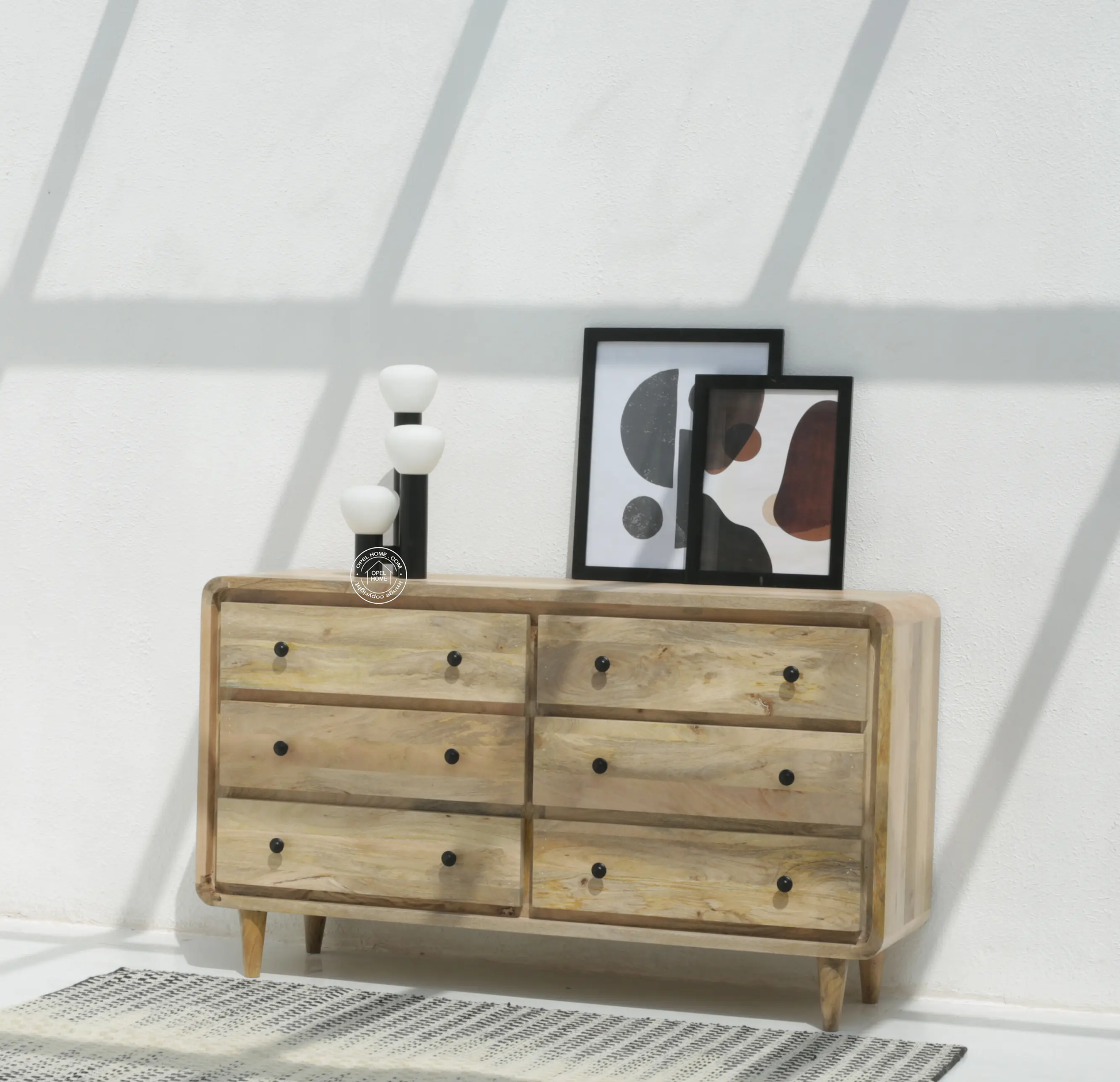 Limestone 6 Drawer wooden Carved Chest Of Drawers - Opelhome