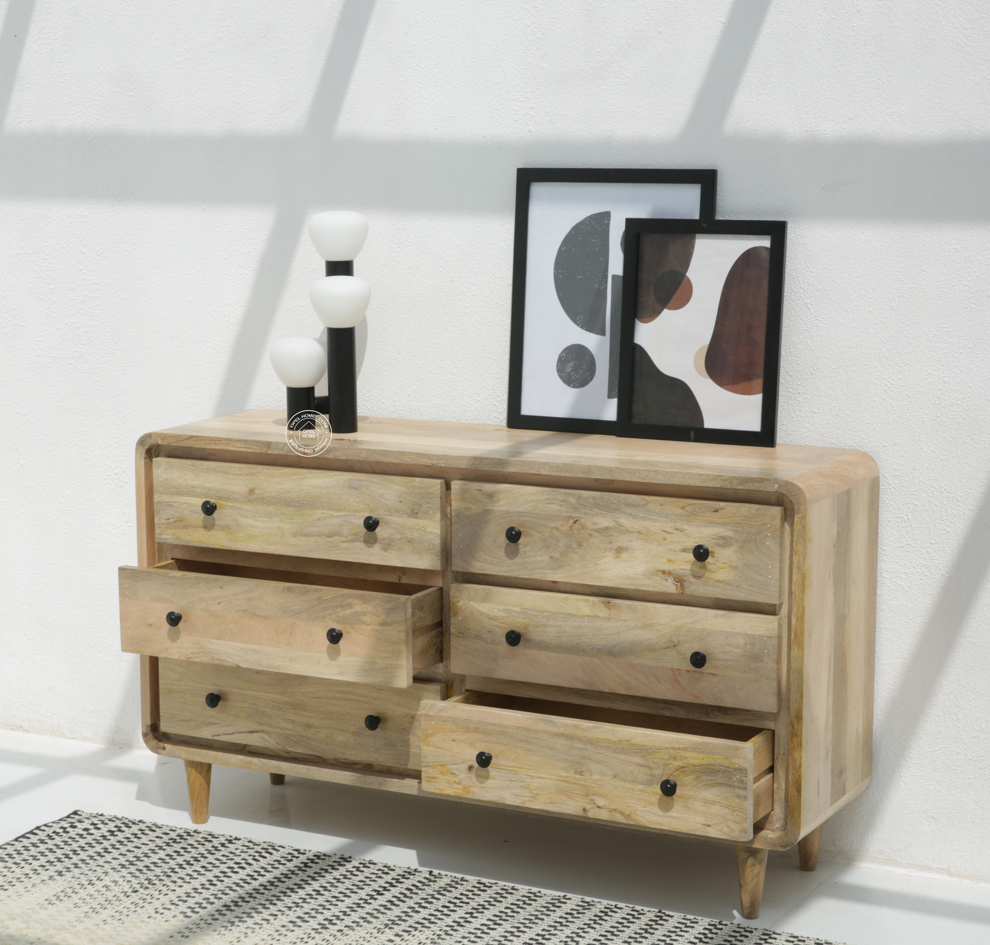 Limestone 6 Drawer wooden Carved Chest Of Drawers - Opelhome