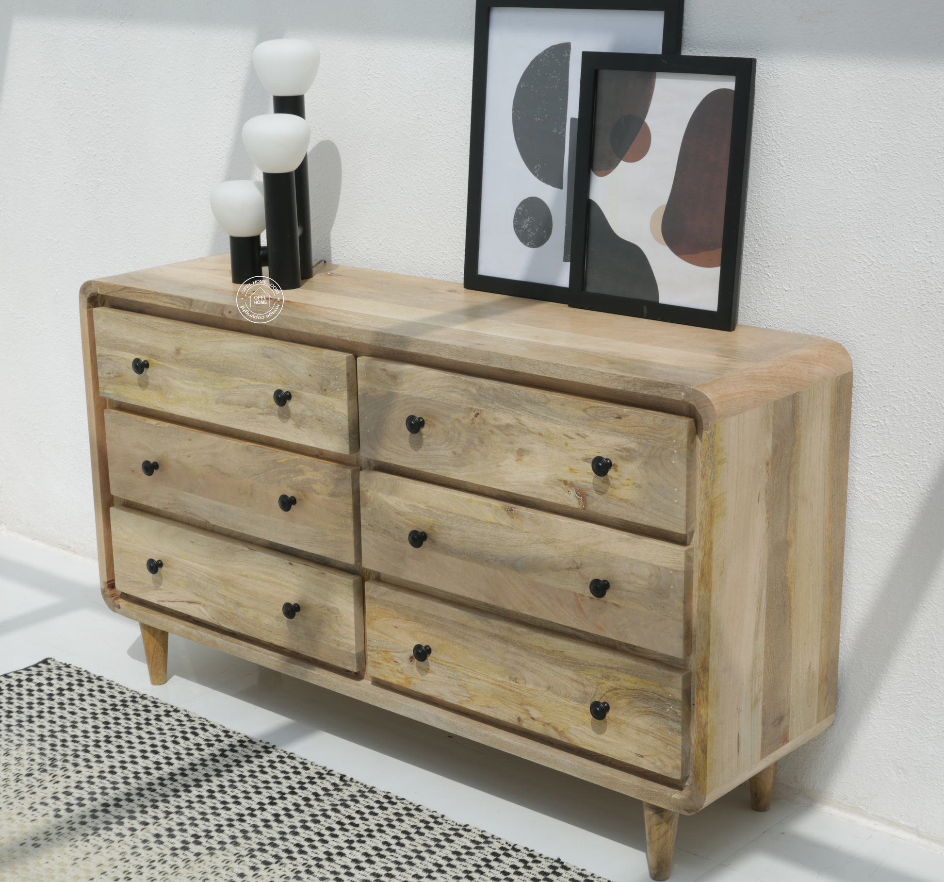 Limestone 6 Drawer wooden Carved Chest Of Drawers - Opelhome