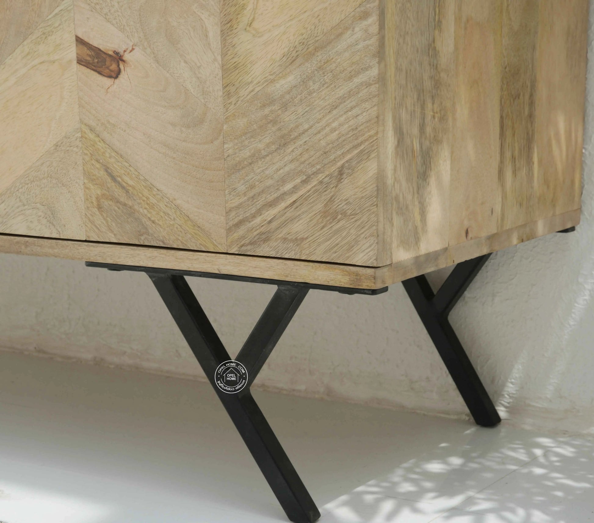 Lorent Wooden 3 Door Cabinet – Solid Mango Wood, Natural Finish | Opelhome UAE