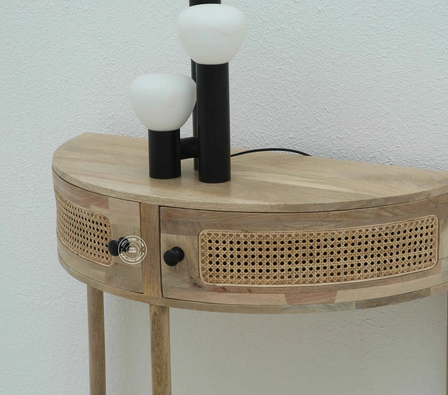 Lovett Rattan Console Table – 2 Doors, Solid Mango Wood, Natural Finish | Opelhome UAE