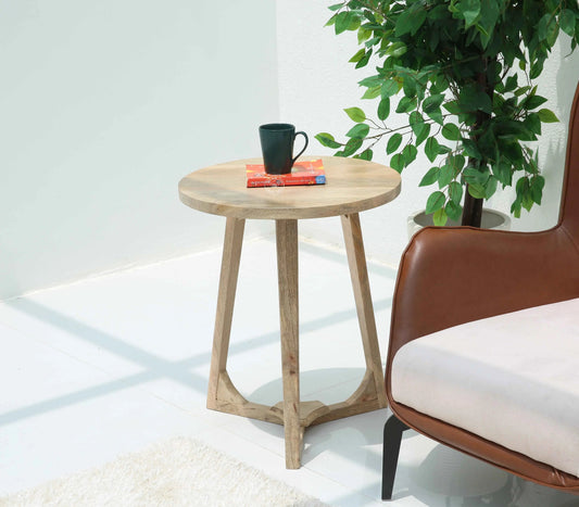 Luna Wooden Side Table – Square, Solid Mango Wood, Natural Finish | Opelhome UAE