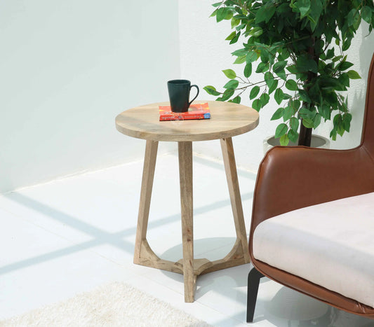 Luna Wooden Side Table – Square, Solid Mango Wood, Natural Finish | Opelhome UAE