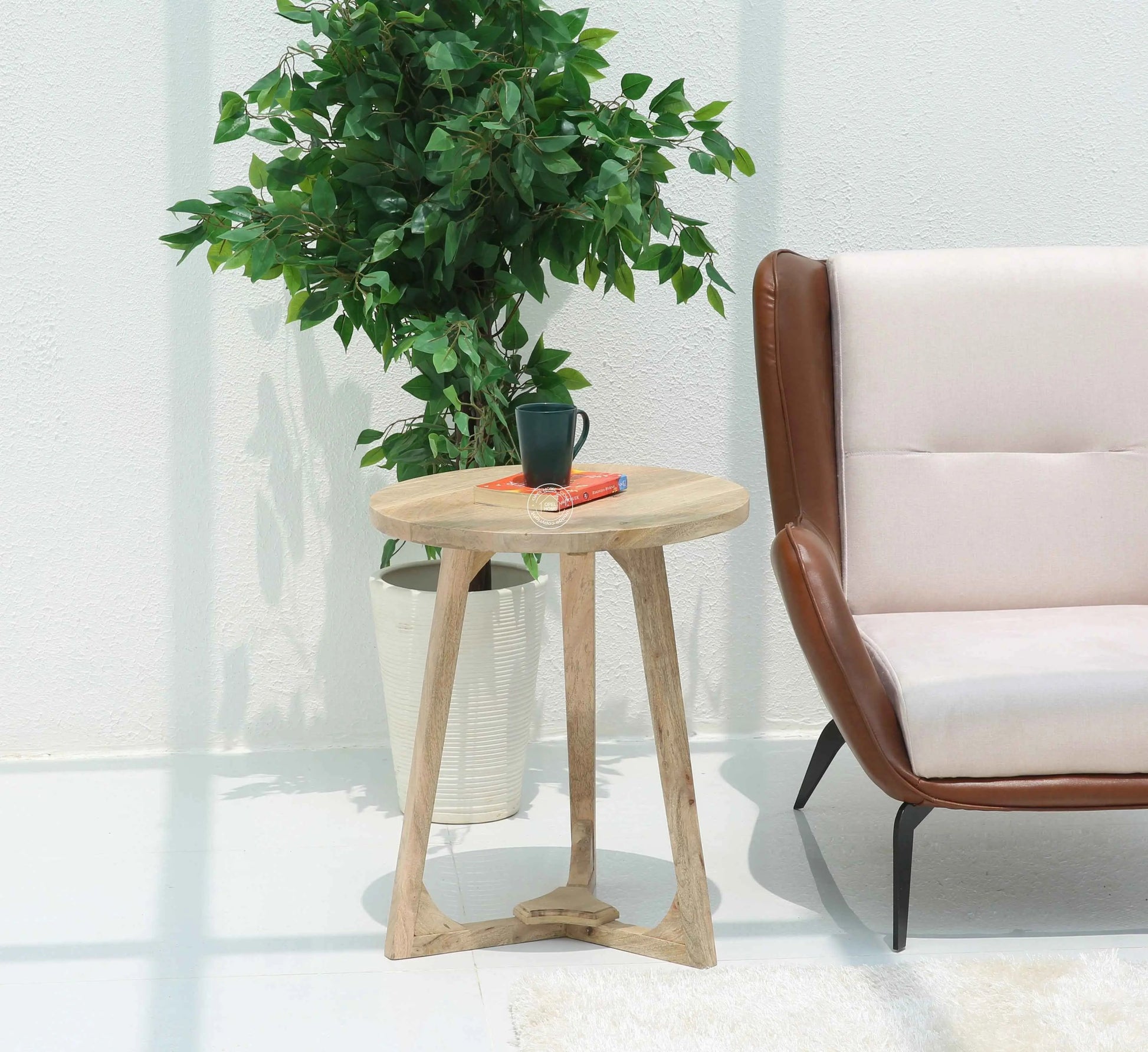 Luna Wooden Side Table – Square, Solid Mango Wood, Natural Finish | Opelhome UAE