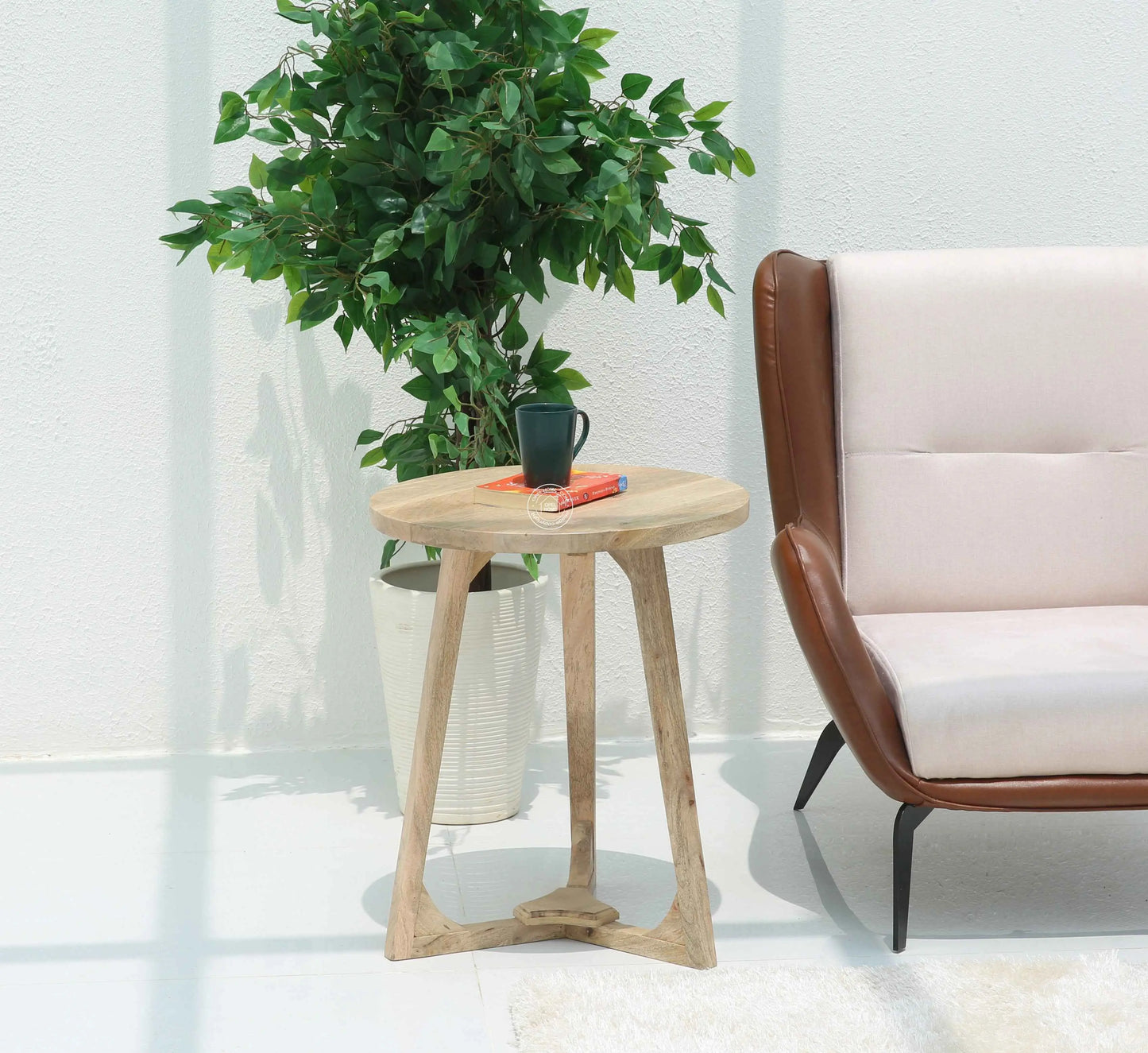 Luna Wooden Side Table – Square, Solid Mango Wood, Natural Finish | Opelhome UAE