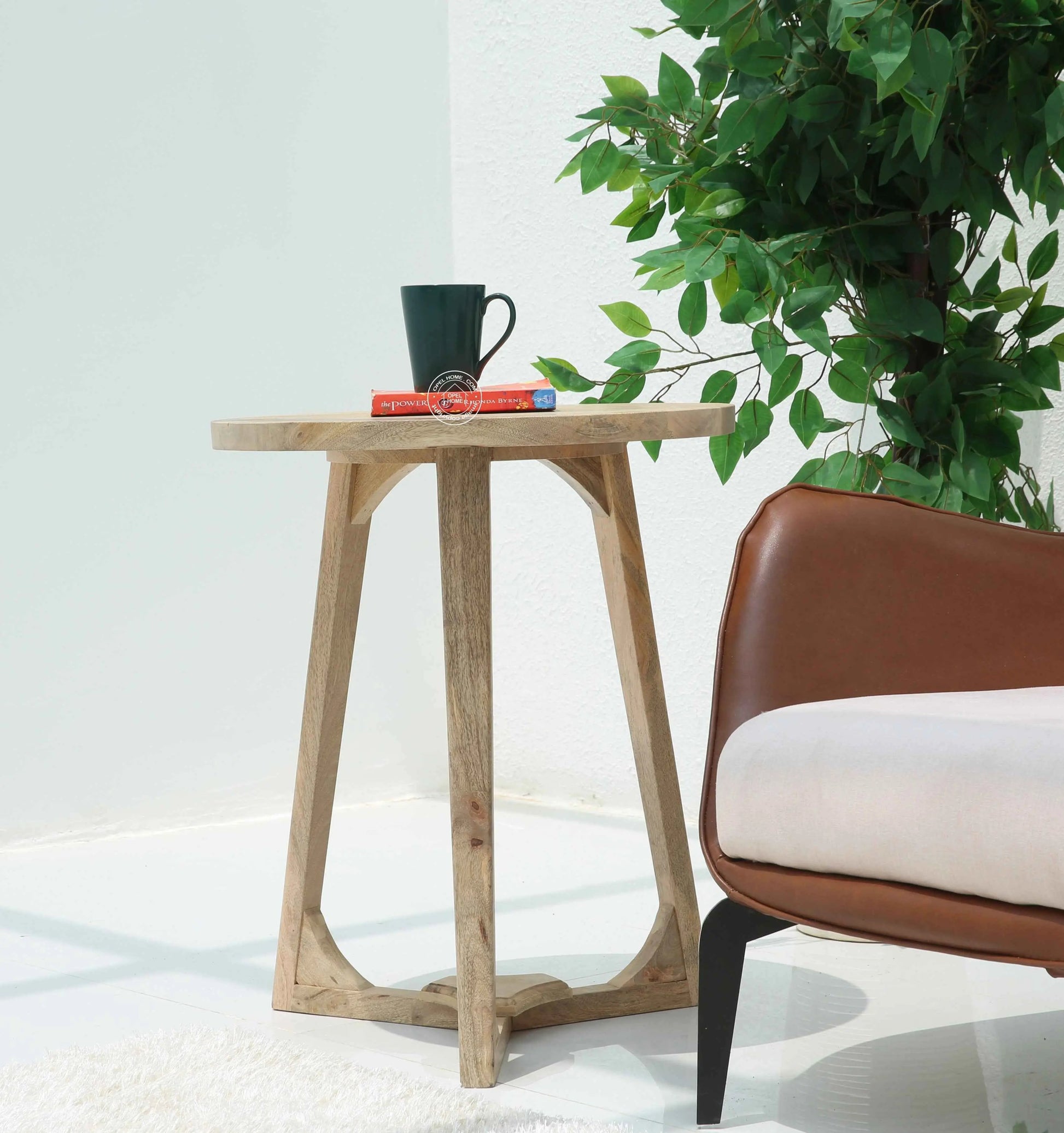 Luna Wooden Side Table – Square, Solid Mango Wood, Natural Finish | Opelhome UAE