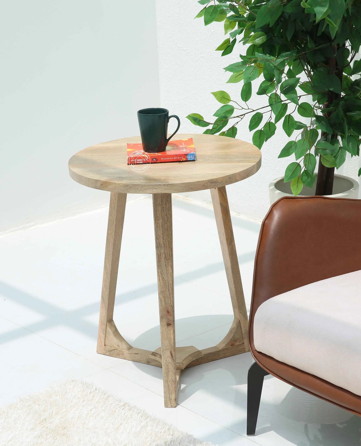 Luna Wooden Side Table – Square, Solid Mango Wood, Natural Finish | Opelhome UAE