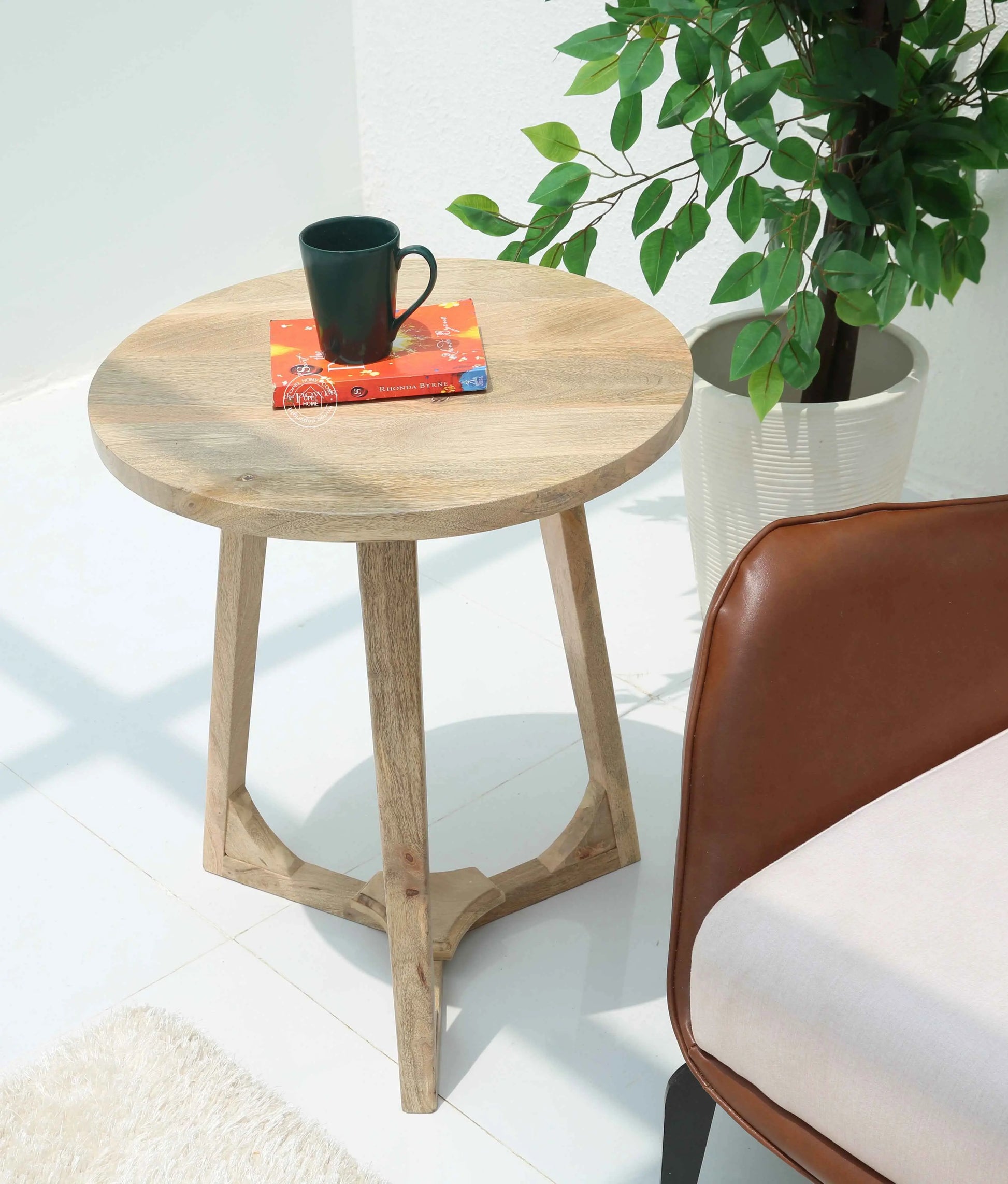 Luna Wooden Side Table – Square, Solid Mango Wood, Natural Finish | Opelhome UAE