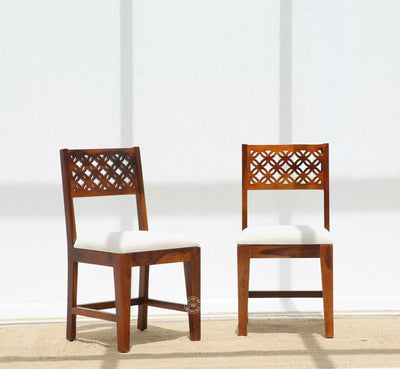 Luxe Wooden Dining Chair – (Only one pcs) , Honey finish | Opelhome UAE