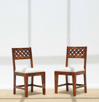 Luxe Wooden Dining Chair – (Only one pcs) , Honey finish | Opelhome UAE