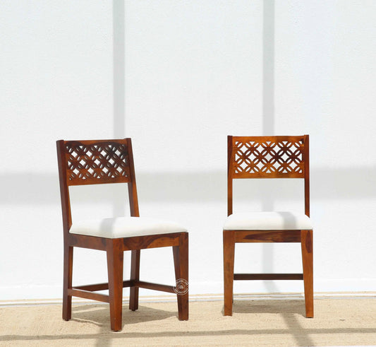 Luxe Wooden Dining Chair – (Only one pcs) , Honey finish | Opelhome UAE