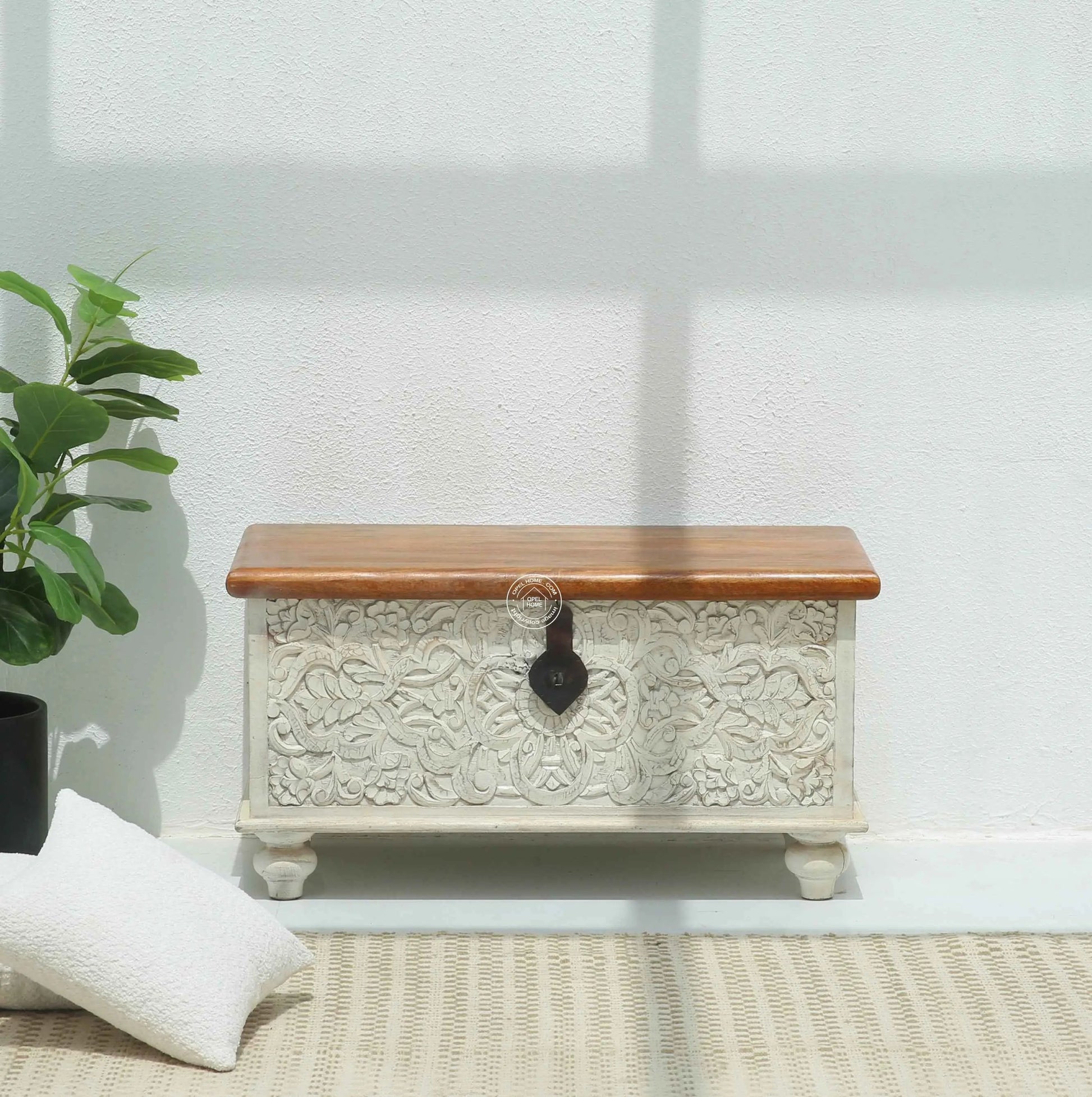 Marlow Wooden Carved Trunk Box