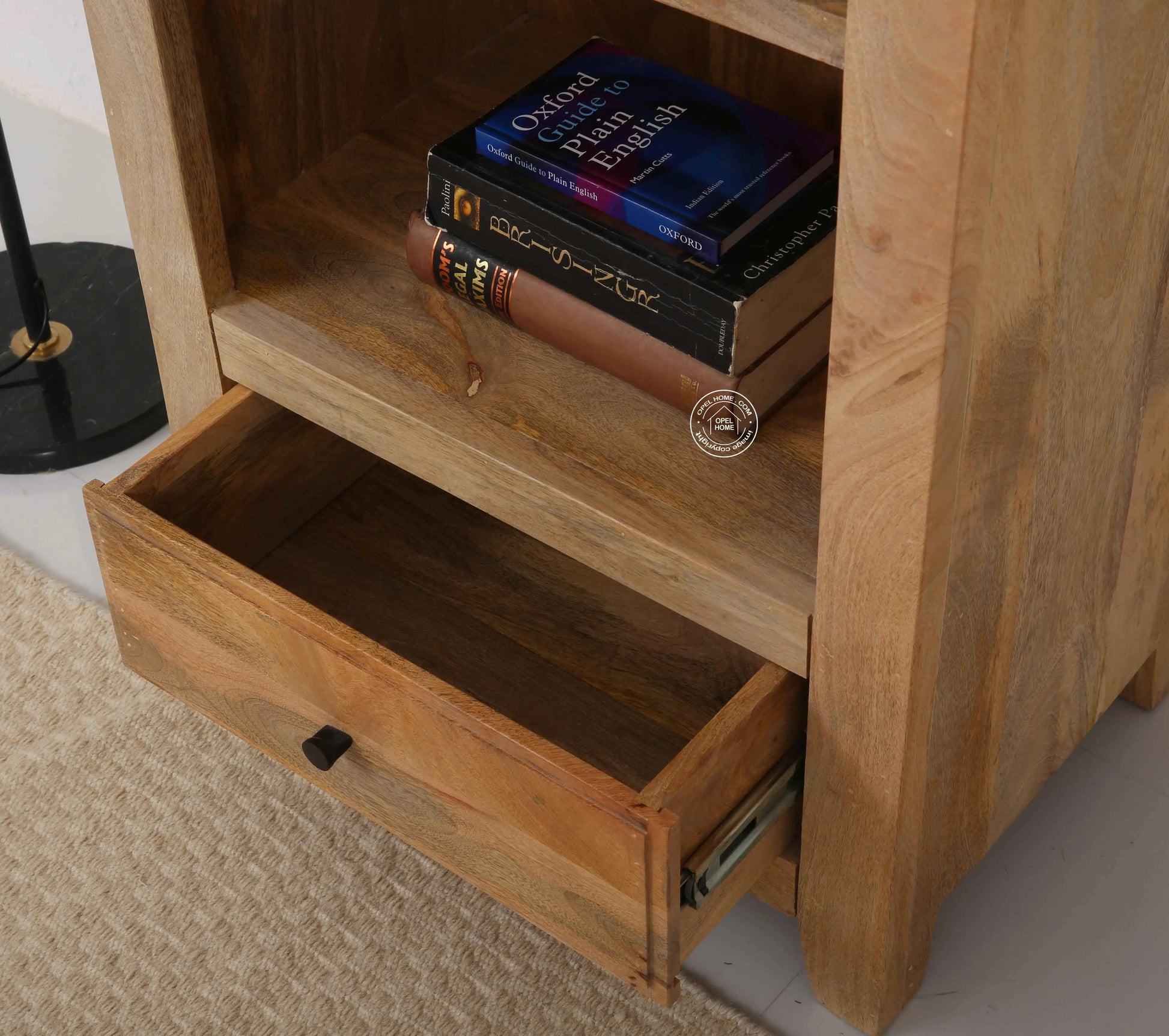 Max Wooden Bookcase – Solid Mango Wood, Natural Finish, Tall Shelving | Opelhome UAE