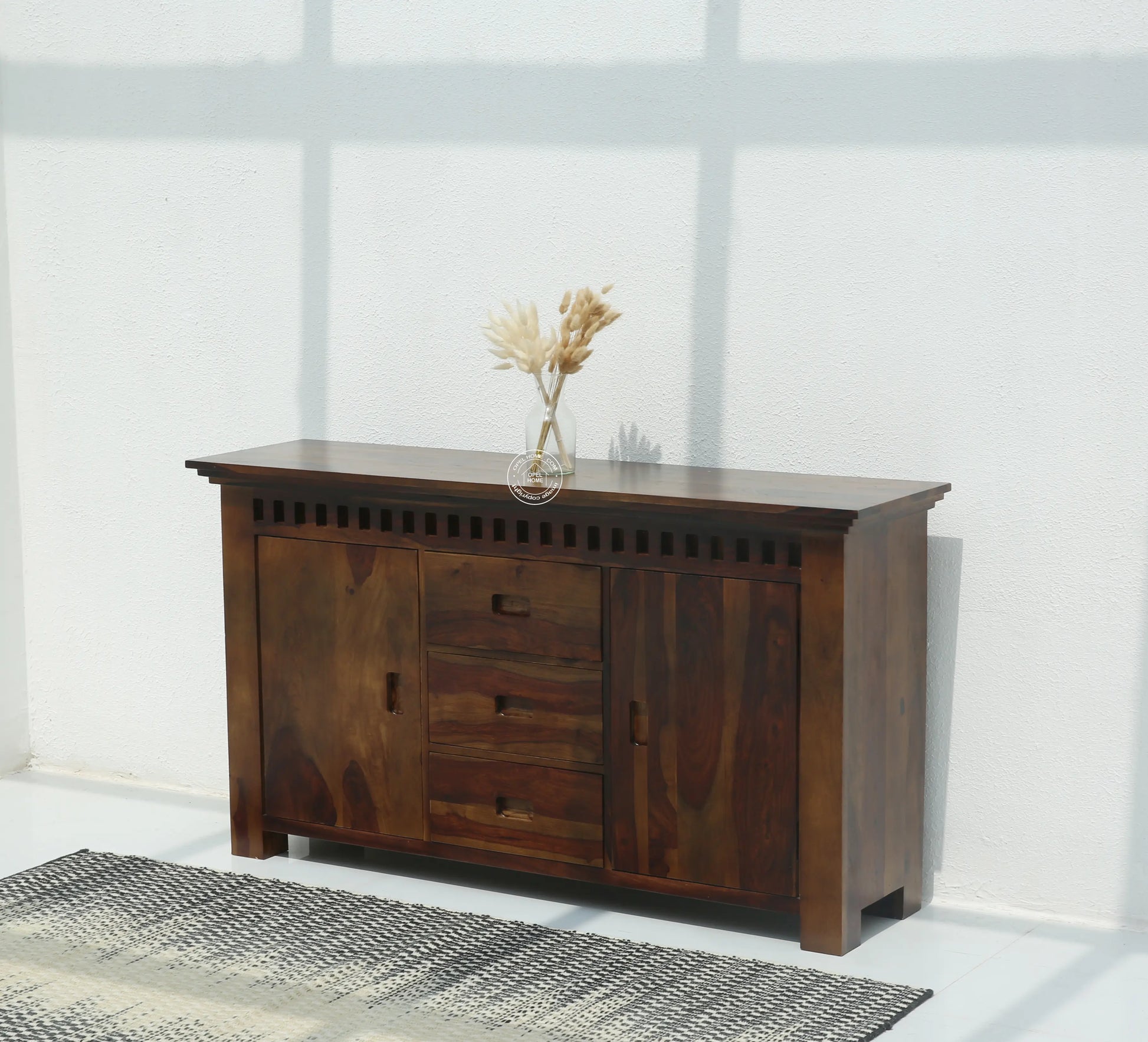 Maxxen wooden 2 door 4 drawer Sideboard (Walnut finish) - Opelhome