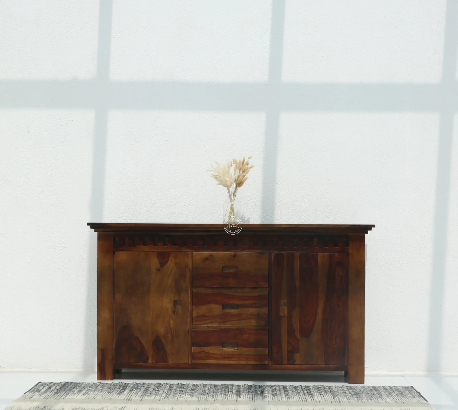 Maxxen wooden 2 door 4 drawer Sideboard (Walnut finish) - Opelhome