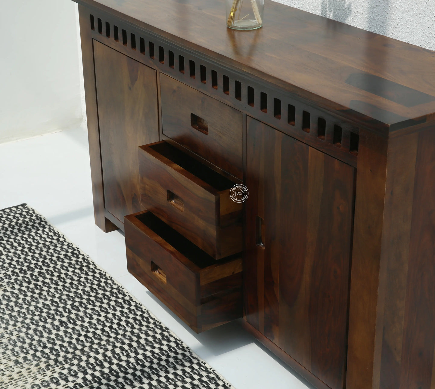 Maxxen wooden 2 door 4 drawer Sideboard (Walnut finish) - Opelhome