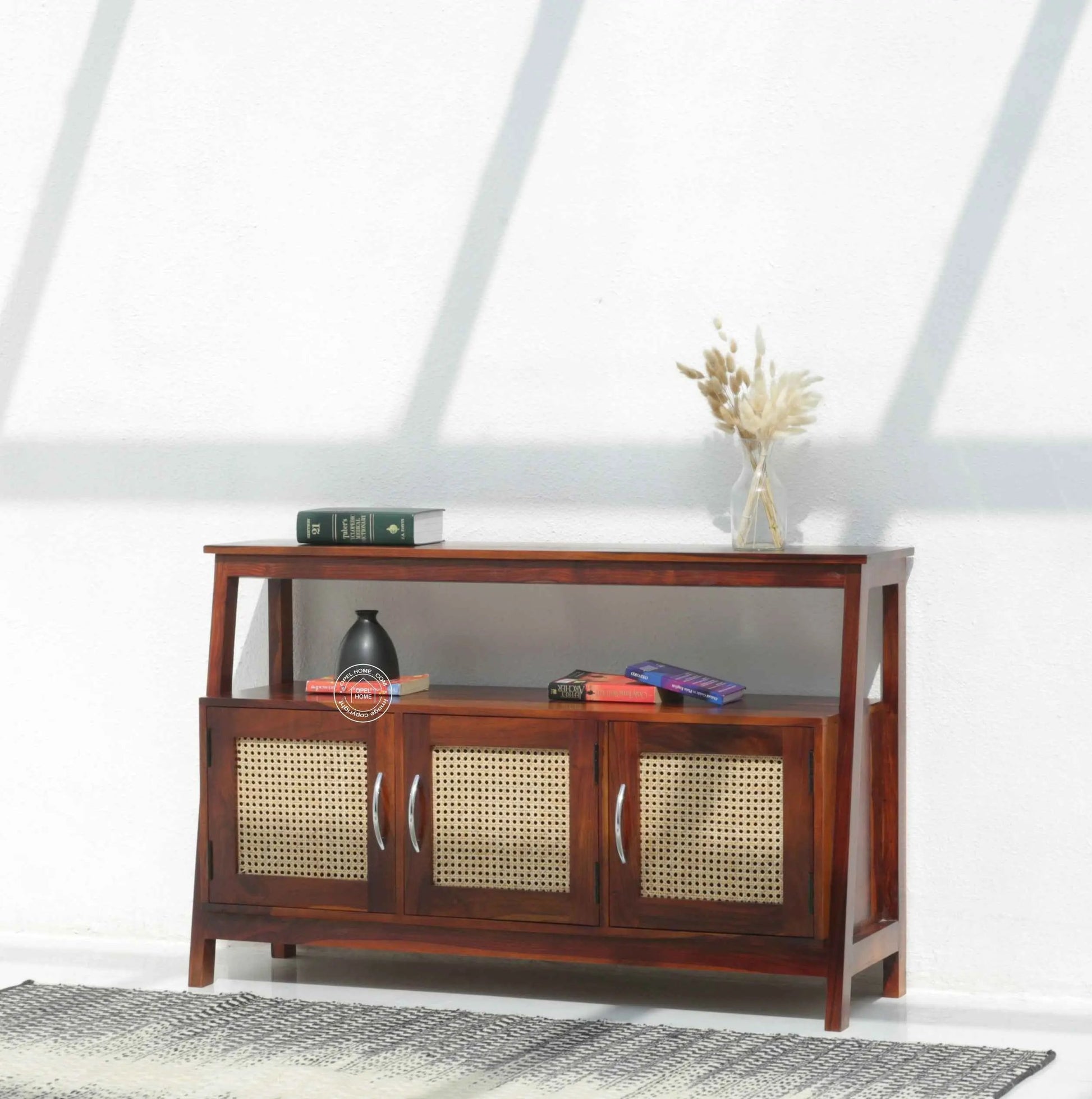 Maybery 3-Rattan Doors console table