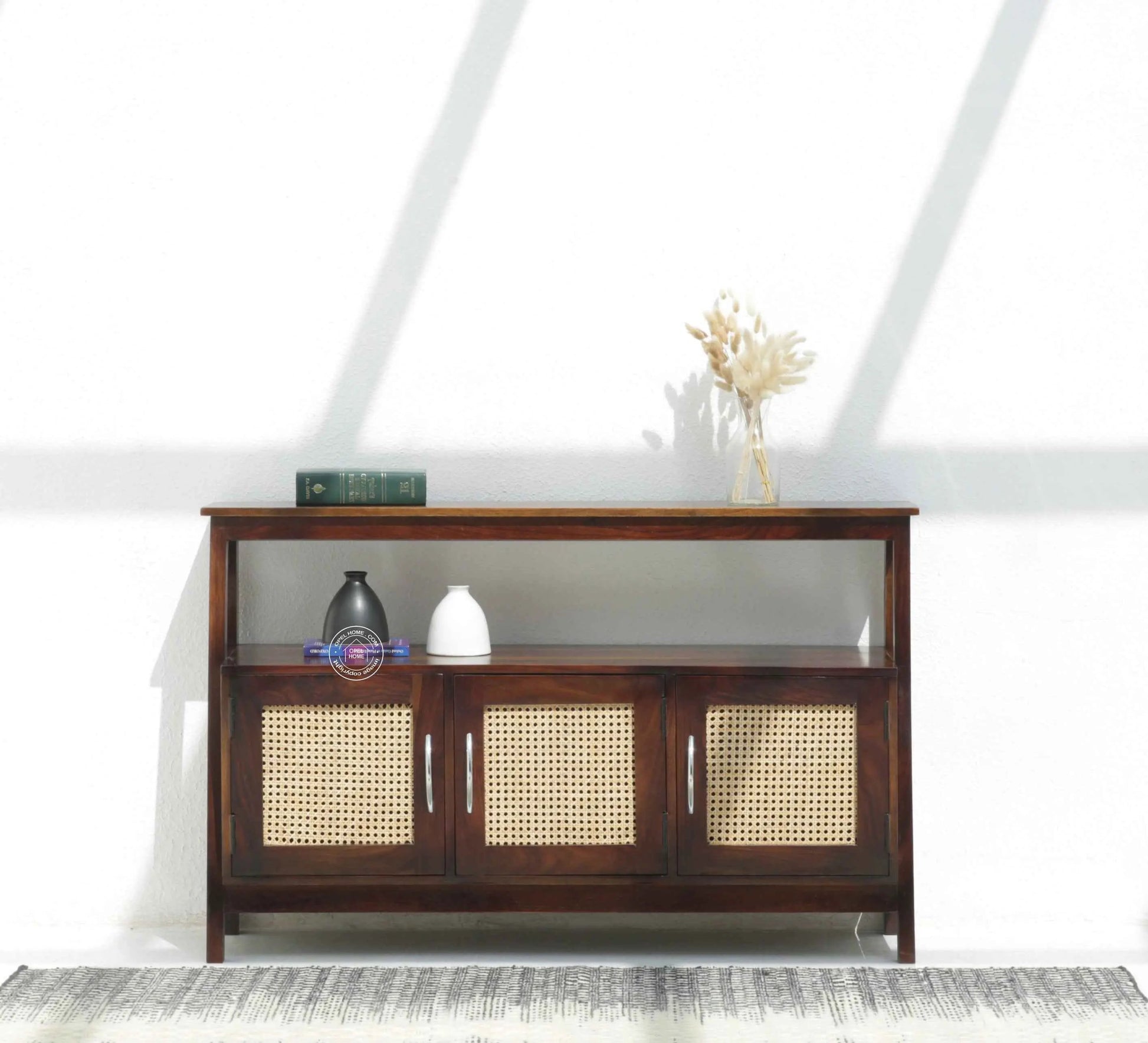 Maybery 3-Rattan Doors console table
