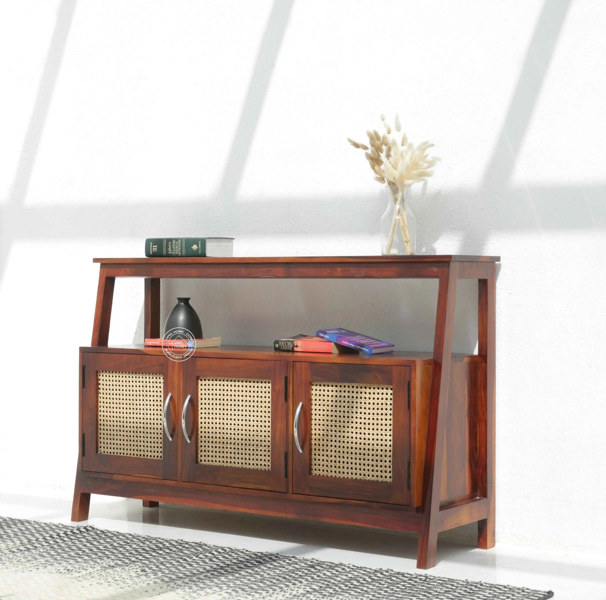 Maybery 3-Rattan Doors console table