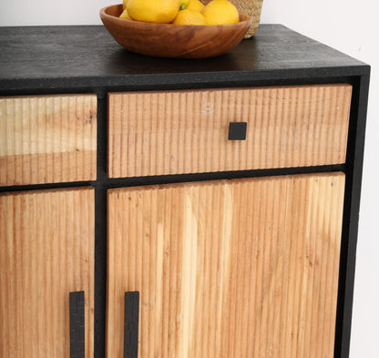 Milen Classic Sideboard – 4 Doors, Solid Acacia Wood, Black Finish | Opelhome UAE Opel Home
