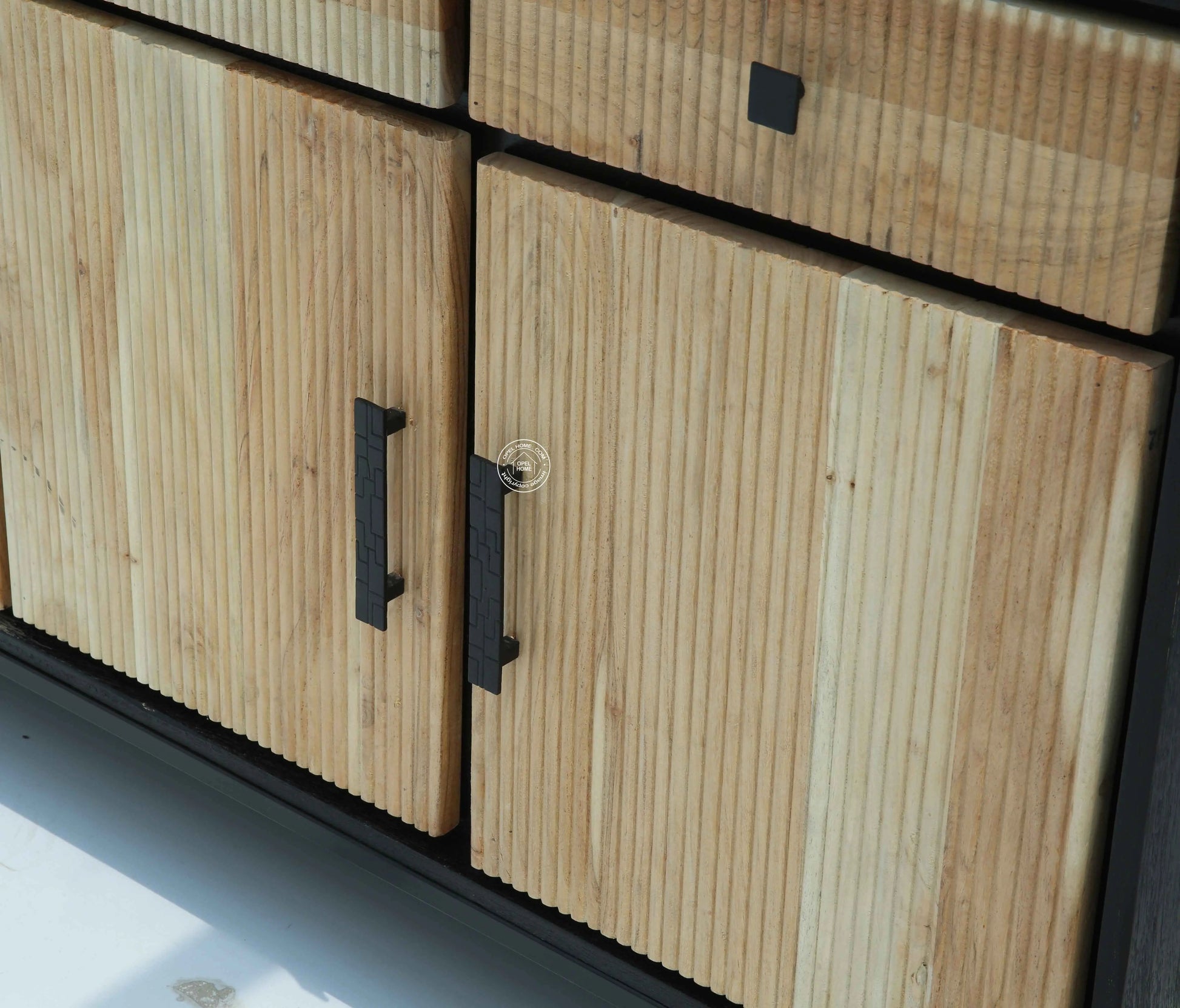 Milen Classic Sideboard – 4 Doors, Solid Acacia Wood, Black Finish | Opelhome UAE