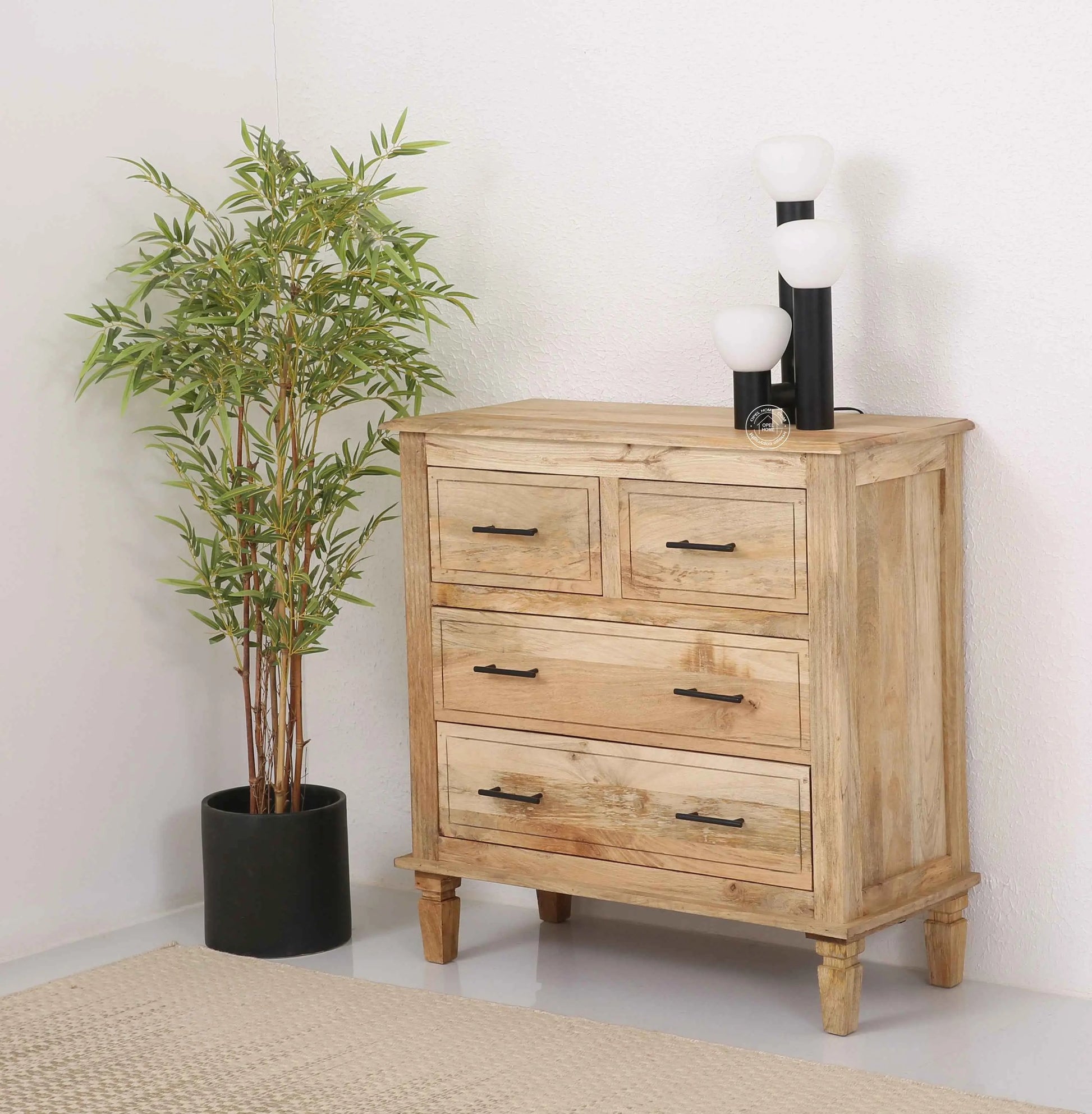 Miller 4-Drawer Wooden Chest Of Drawers (Natural finish)