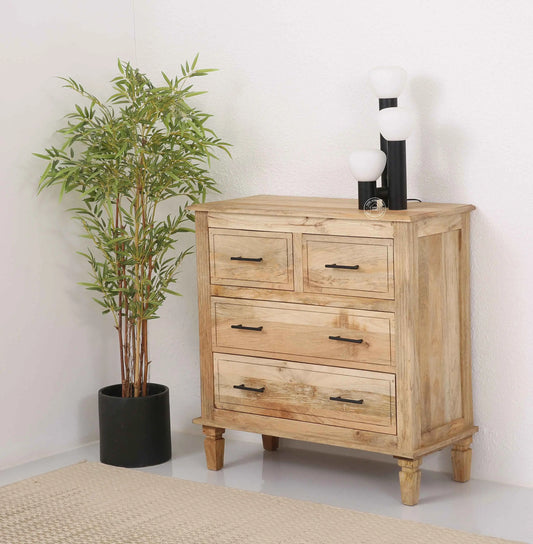 Miller 4-Drawer Wooden Chest Of Drawers (Natural finish)