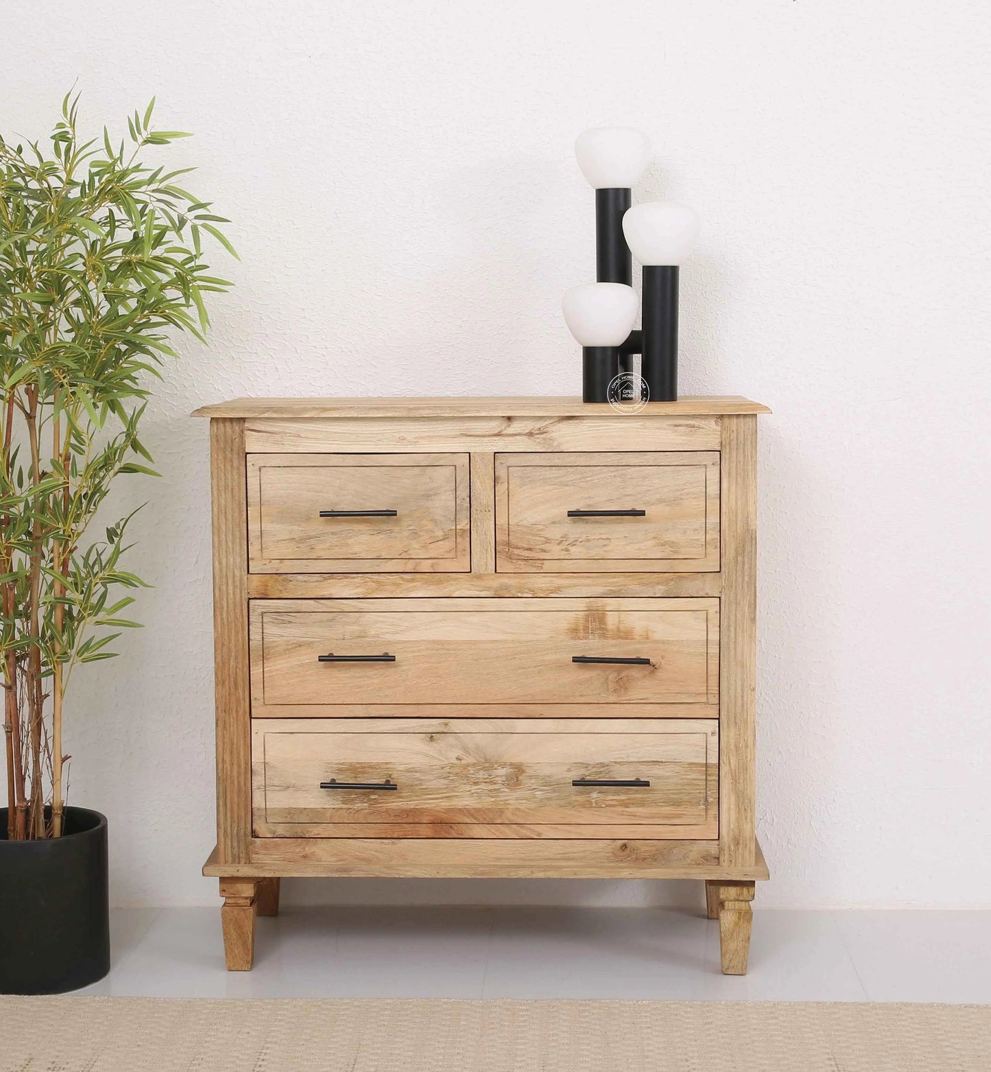 Miller 4-Drawer Wooden Chest Of Drawers (Natural finish)