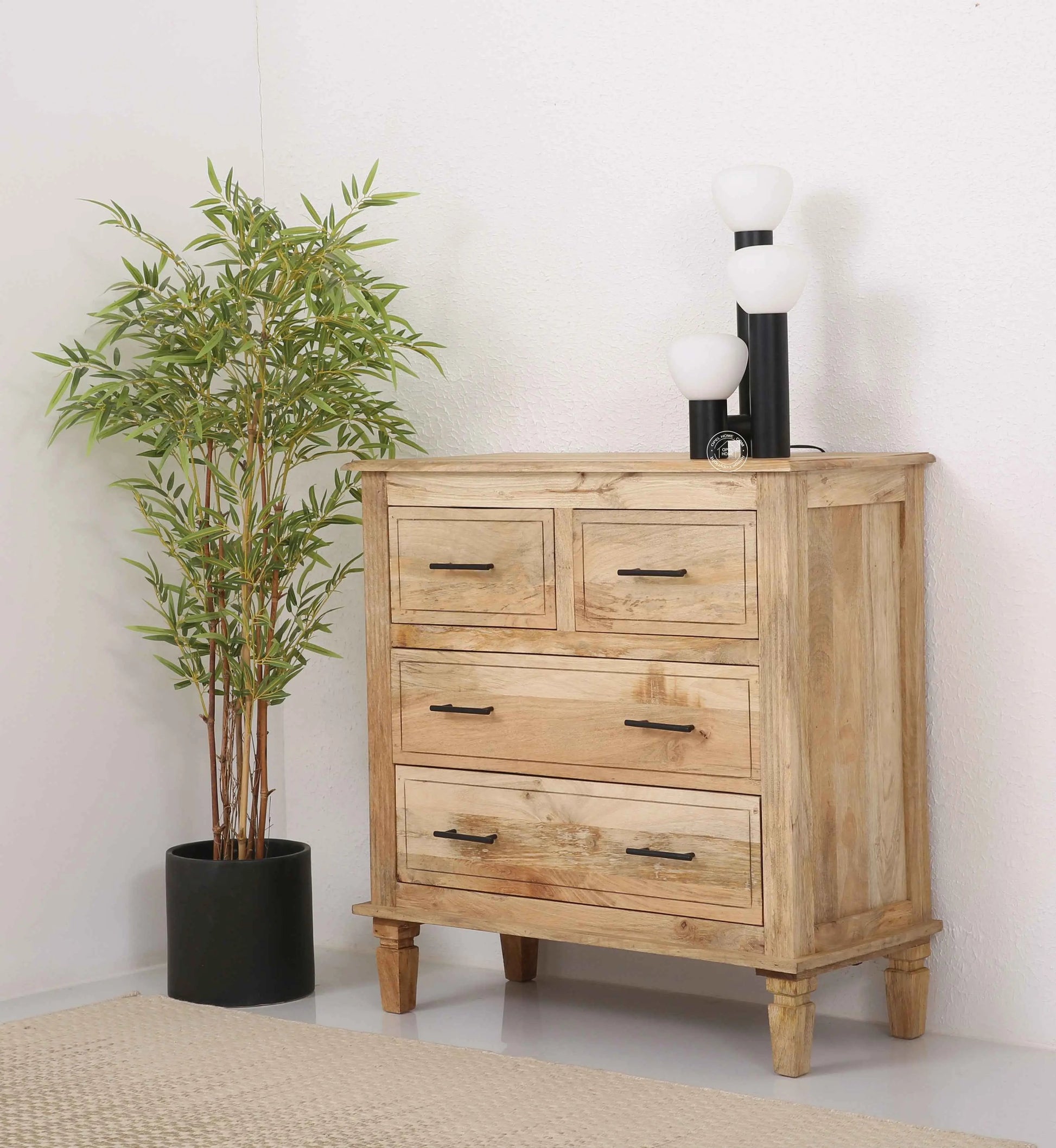 Miller 4-Drawer Wooden Chest Of Drawers (Natural finish)