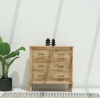 Miller Wooden Chest of Drawers – 4 Drawers, Solid Mango Wood, Sand Blasting Finish | Opelhome UAE - Opelhome