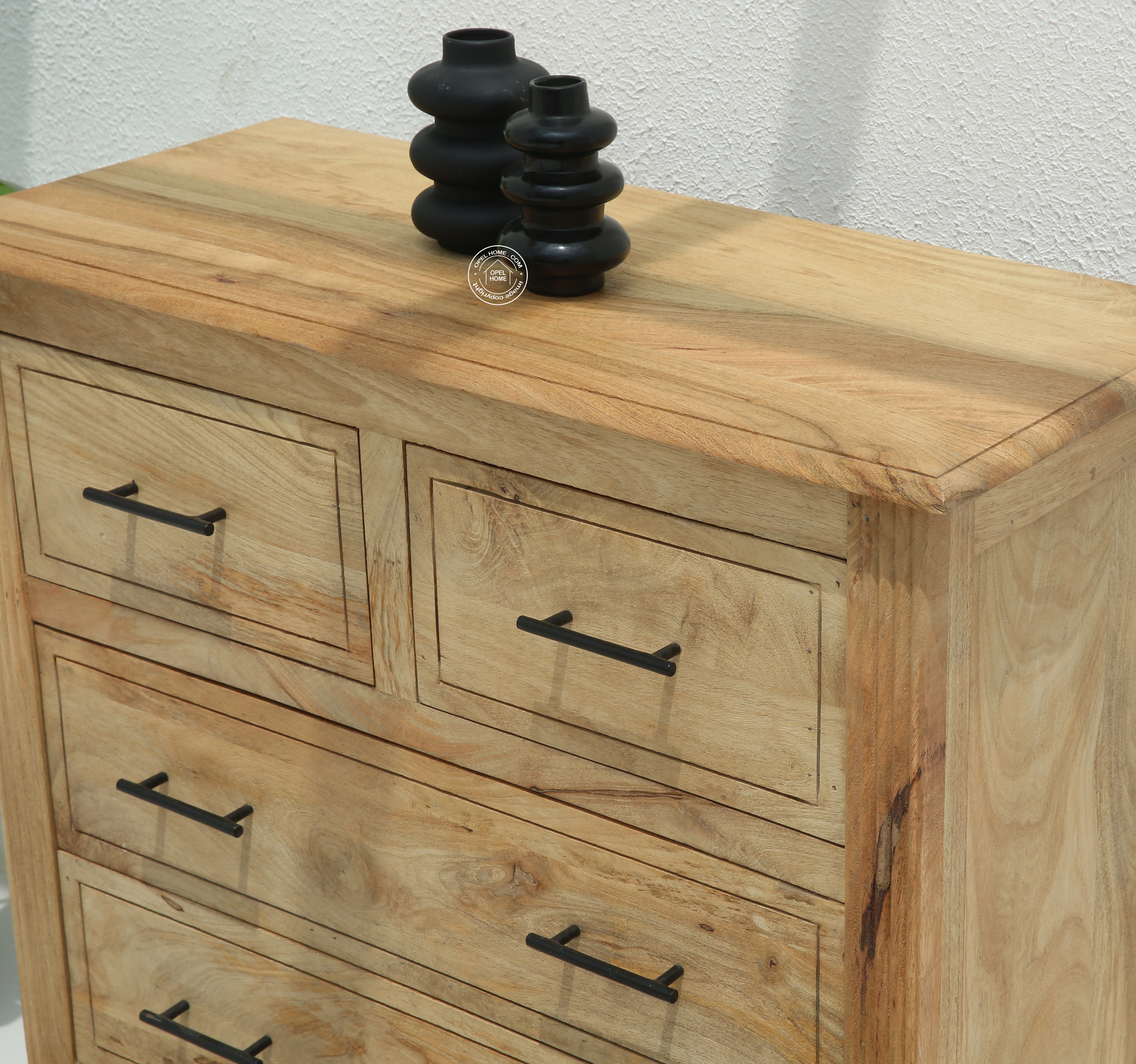 Miller Wooden Chest of Drawers – 4 Drawers, Solid Mango Wood, Sand Blasting Finish | Opelhome UAE - Opelhome