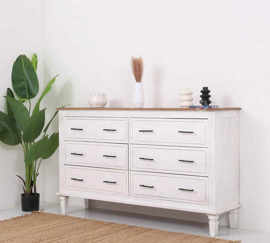 Miller  6-Drawer wooden chest of drawer (white finish)