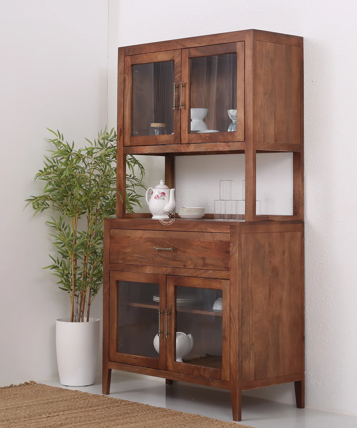 Minion glass wooden 4 door bar cabinet with drawer - Opelhome