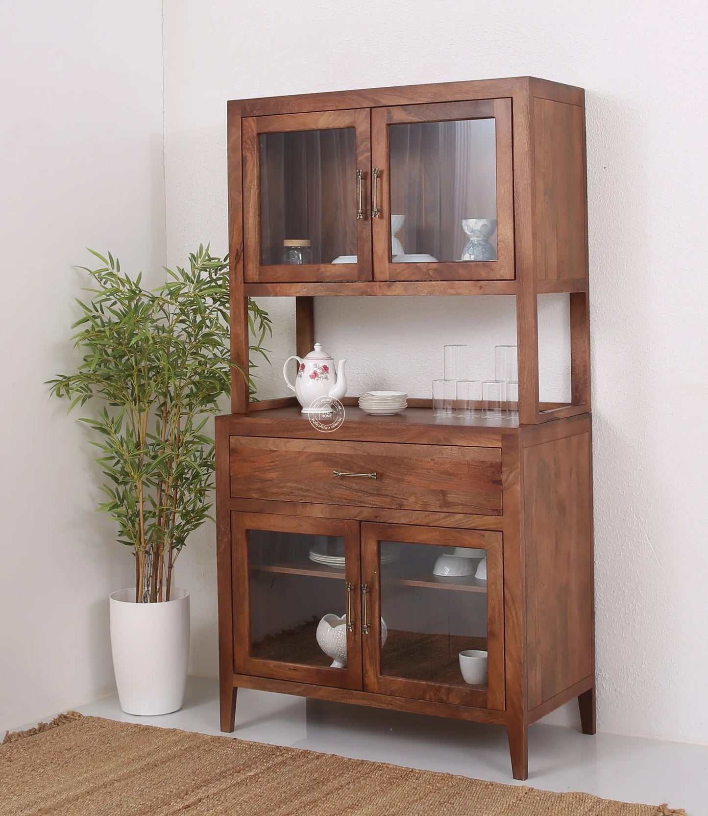 Minion glass wooden 4 door bar cabinet with drawer - Opelhome