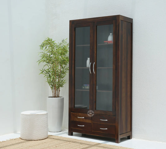 Nestor Wooden Display Shelf – Solid Rose Wood, Walnut Finish | Opelhome UAE - Opelhome