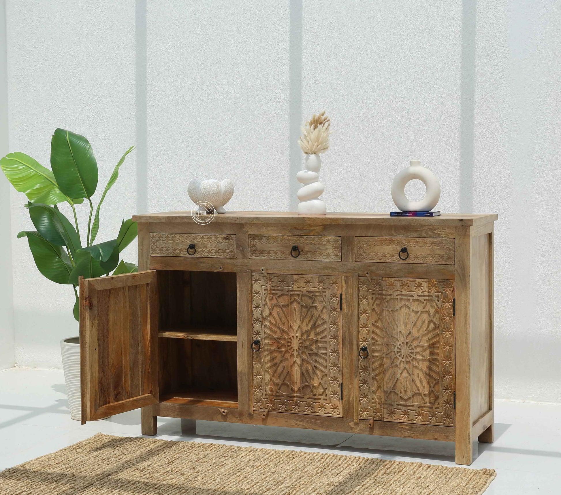 Nordic Wooden 3 Door 3 Drawer Cabinet (Multiple Colors Options) | Opelhome UAE